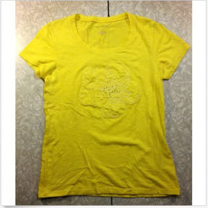 Banana Republic ~ Embellished Yellow Floral T Shirt